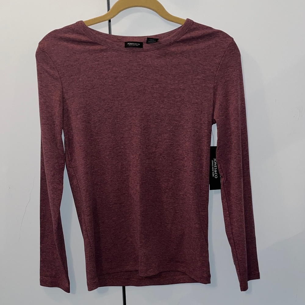 NWT Jones & Co Jones New York Burgundy Maroon Long Sleeve Top
